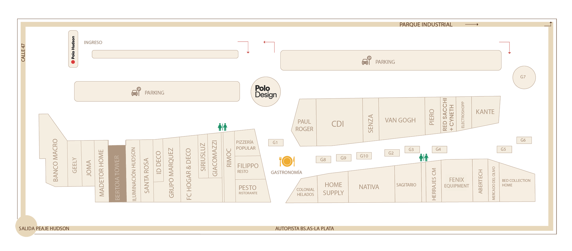 Polo Design Mapa de locales, gondolas, gastronomia y servicios
